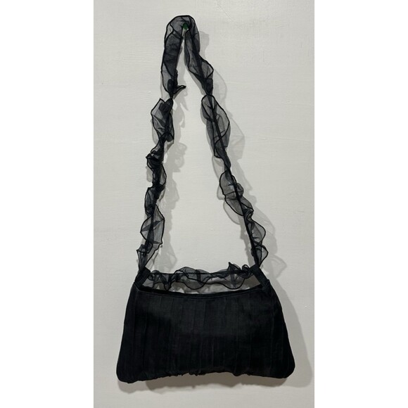 Aspara women vintage evening black silk shoulder handbag - Picture 4 of 16